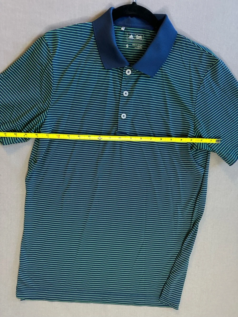 adidas Blue‎ & Green Thin-Striped Men’s Polo